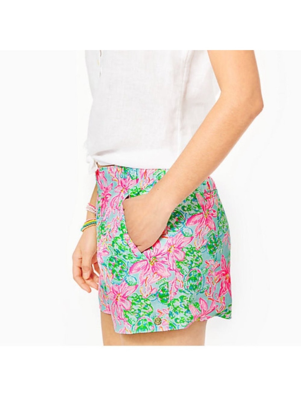 Lilly Pulitzer Lilo Linen Shorts Size Large pockets - Picture 2 of 9